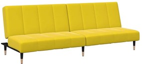 Sofá-cama 2 lugares c/ apoio de pés veludo amarelo