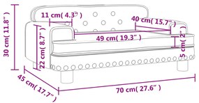 Sofá infantil 70x45x30 cm couro artificial cor creme