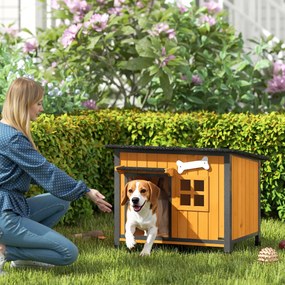 Casota para Cão de Exterior, 84,5 x 62 x 65 cm, Piso Amovível Amarelo