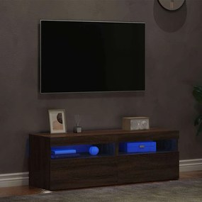 Móveis de TV 2 pcs com luzes LED 60x35x40 cm carvalho castanho