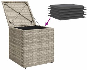 Bancos de jardim almofadas 2unid 40x40x43cm vime PE cinza claro