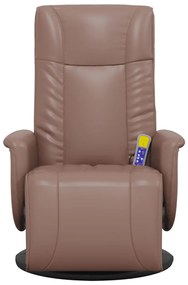 Poltrona massagens recl. c/ apoio pés couro artificial castanho