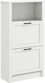 HOMCOM Sapateira Estreita com Prateleiras Ajustáveis e Compartimento Aberto para 10 Pares de Sapatos 58x24x105 cm Branco | Aosom Portugal