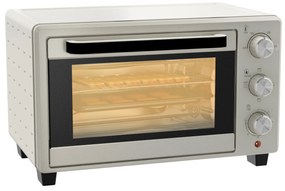Mini Forno Elétrico 21L 1400W com Temporizador até 60min e Temperatura Ajustável até 230℃ 46x38,5x29 cm Creme e Prata