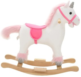 Animal de baloiçar unicórnio pelúcia 65x32x58 cm branco e rosa