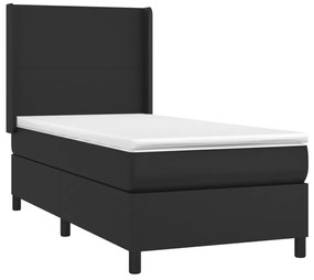 Cama com molas/colchão 90x190 cm couro artificial preto