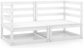Sofás de canto para jardim 2 pcs madeira de pinho maciça branco
