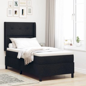 Cama Box Spring com Colchão e LED Preto 90x200 cm Tecido