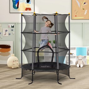 Trampolim infantil Ø 1,63 × 1,9 m de altura Rede de segurança Porta com fecho de correr Proteção para molas 6 postes almofadados Incluído Preto