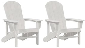 Cadeiras Adirondack vidaXL 2 pcs Brancas 74x82x90 cm HDPE