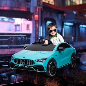 Carro Elétrico para Crianças Carro Mercedes AMG CLA 45 com Bateria 12V  Faróis LED Buzina e Música 110x61x45 cm Azul Turquesa