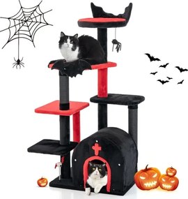 Torre para gatos de 57" com centro de atividades multinível e postes para arranhar - Natural