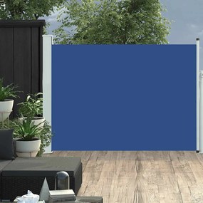 Toldo lateral retrátil para pátio 100x500 cm azul