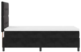 Cama Box Spring vidaXL com Colchão e LED Preto 90x190 cm Veludo