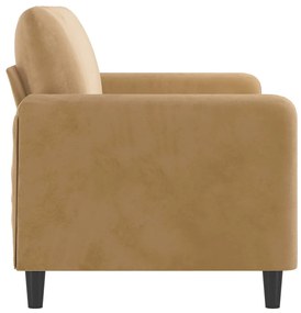 Sofá de 2 lugares veludo 140 cm castanho