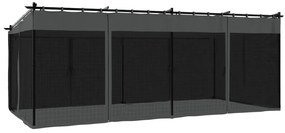 Gazebo com paredes de malha 6x3 m aço antracite