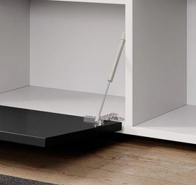 Aparador Elma de 135 cm com Luz LED - Branco e Preto Mate - Design Mod