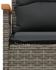 3 pcs conjunto sofás de jardim c/ almofadões vime PE cinzento