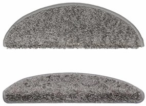 Tapetes de escada 15 pcs 56x17x3 cm cinzento