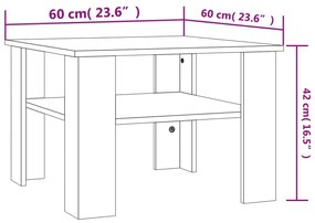 Mesa de centro 60x60x42 cm contraplacado cinzento cimento