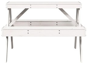 Mesa de piquenique 105x134x75 cm madeira de pinho maciça branco