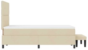 Cama Box com Colchão &amp; Banco Creme 120x200 cm Tecido