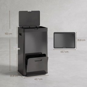 Caixote do Lixo de Cozinha para Separação Seletiva, 45,7 x 35,8 x 76 cm, 3 Compartimentos, Preto
