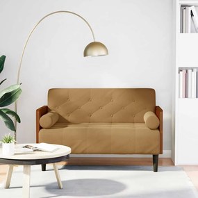 vidaXL Sofá-luvas com rolos 110 cm veludo castanho