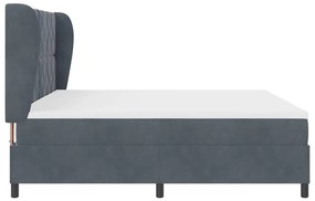 Cama com Estrado e Colchão Cinza Escuro 200 x 200 cm em Veludo.