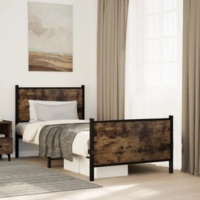 Estrutura de cama sem colchão 90x200 cm metal carvalho fumado