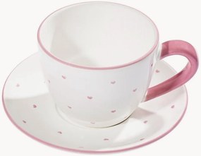 Chávena de chá com pires artesanal Herzerl Rosa, conjunto de 2