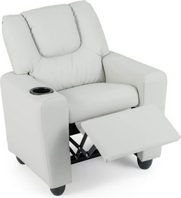 Poltrona reclinável para crianças em veludo, com porta-copos e apoio para os pés ajustável, para sala de estar ou área de jogos, a partir dos 3 anos,