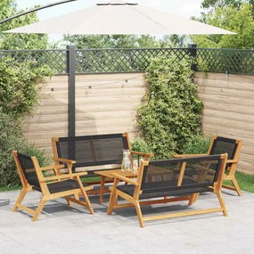 vidaXL Cadeiras de Jardim com Mesa 5 pcs Preto 90 x 45 x 40 cm
