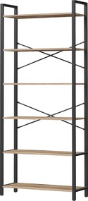 Estante de armazenamento de 6 níveis 30 x 80 x 184,3 cm castanho-camelo-Preto