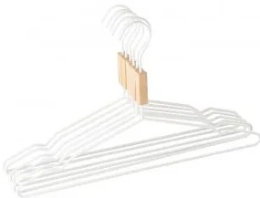 Pack De 6 Cabides Em Madeira E Aço Säly Branco - Sklum