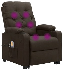 Poltrona elevatória de massagens tecido castanho-escuro