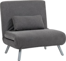 HOMCOM Sofá Cama Individual 3 em 1 Poltrona Cama Dobrável com Encosto Ajustável de 5 Níveis e Almofada 80x75x83 cm Cinzento | Aosom Portugal