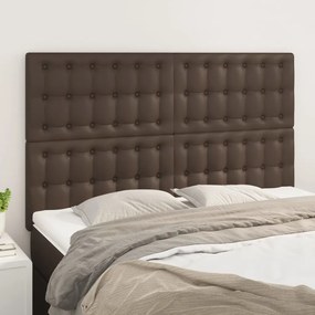 vidaXL Cabeceira de cama 4 pcs couro artificial 72x5x78/88 cm castanho
