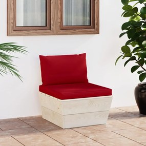 vidaXL Sofá de centro paletes p/ jardim com almofadões abeto impreg.