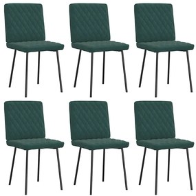 Cadeiras de jantar 6 pcs veludo verde-escuro