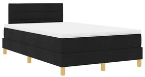 Cama Box Spring com Colchão &amp; LED Preta 120x200 cm Tecido