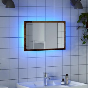 Espelho de casa de banho c/ luz LED 60x8,5x38 cm madeira velha