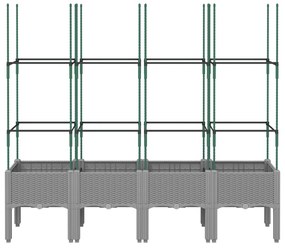 Vaso/floreira jardim c/treliça 160x40x142,5cm PP cinzento-claro