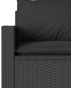 6 pcs conjunto sofás de jardim c/ almofadões vime PE preto