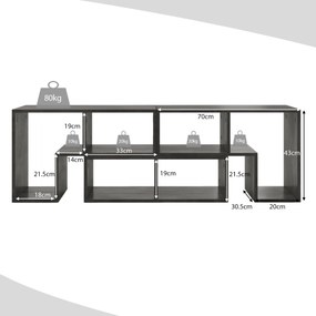 Movel de TV Ajustável de 3 Peças para Televisores até 65" para a Sala de Estar, Quarto e Estúdio Cinza