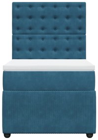 Cama boxspring com colchão 90x200 cm veludo azul