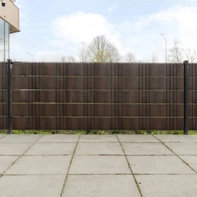 vidaXL Telas de varanda 10 pcs 255x19 cm vime PE castanho e preto