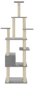 Árvore p/ gatos c/ postes arranhadores sisal 183 cm cinza-claro