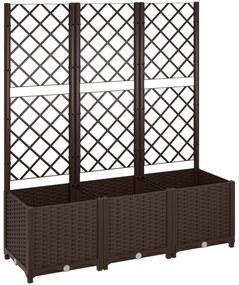 Outsunny Floreira com Treliça de PP com Drenagem e Amplo Espaço para Plantas Trepadoras Vaso com Suporte para Jardim 120x40x135 cm Marrom | Aosom Portugal