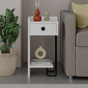 Mesa de Cabeceira Sirius Left – Branco – 32x61x30 cm